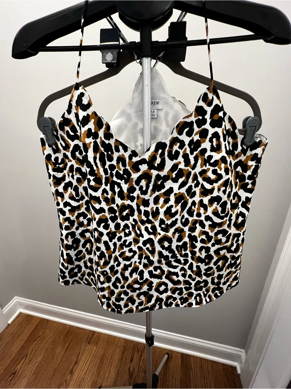 J. Crew Leopard Print Spaghetti Strap Tank in Brown Black White